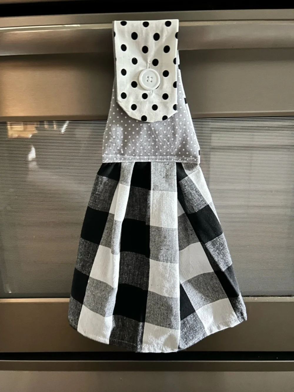 Hand Crafted Black & White Buffalo Plaid Hanging Kitchen Hand  Towel